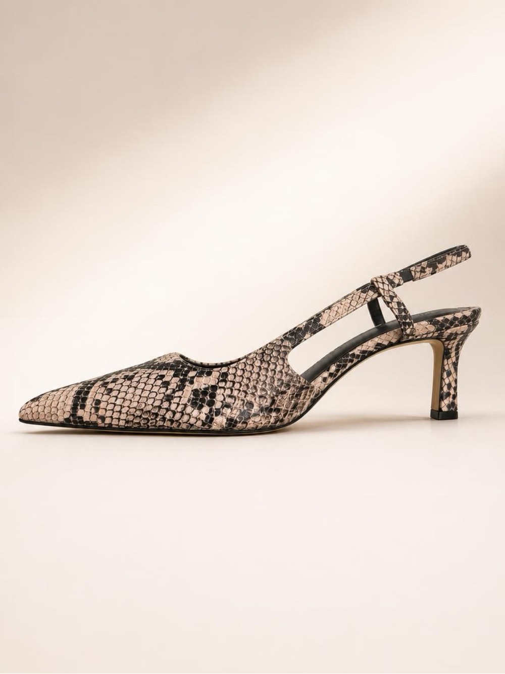 Michael Kors Pointed Slingback Kitten Heel in Neutral Snake Print